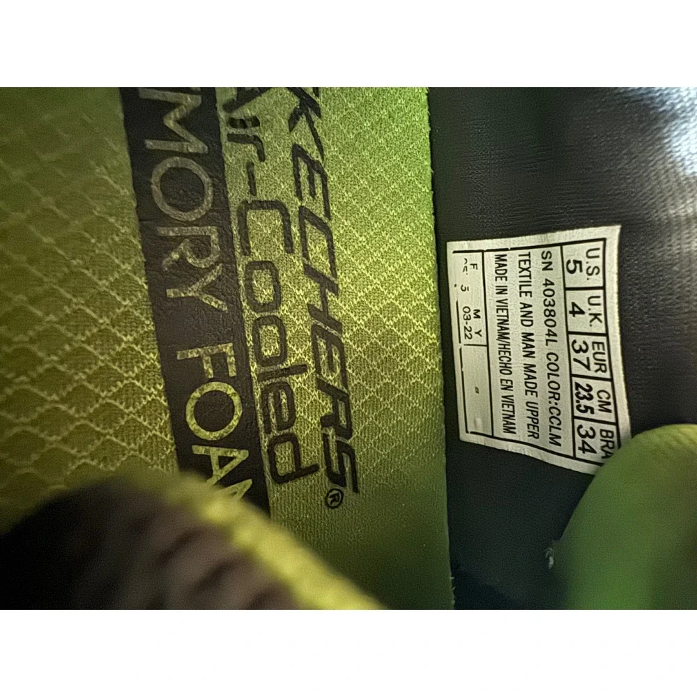 Skechers Air Cooled‎ Memory Foam Boys Athletic Shoes Gray Neon Size 5